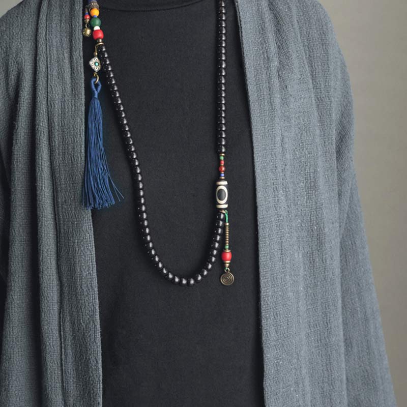 108 Beads Ebony Wood Balance Mala Bracelet for Meditation