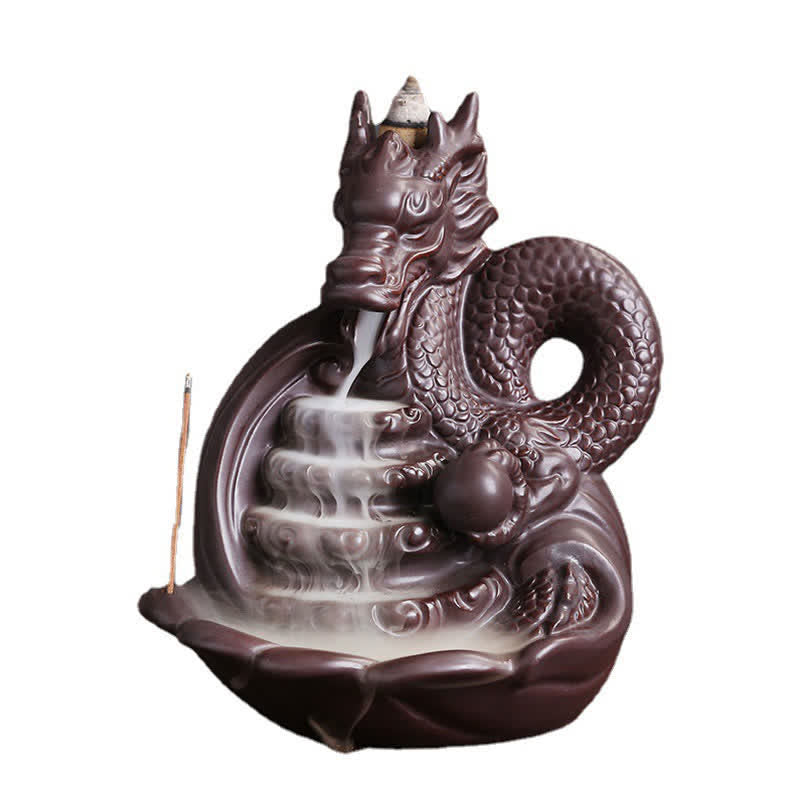 Dragon Pattern Ceramic Incense Burner for Success & Protection