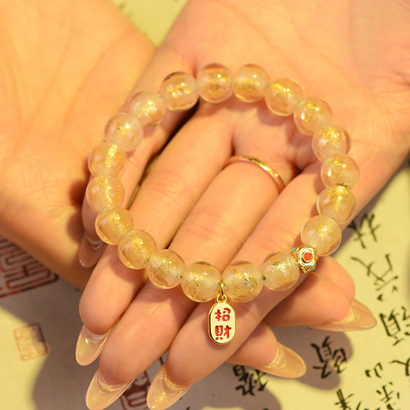 Lucky Incense Ash Liuli Glass Spiritual Charm Bracelet