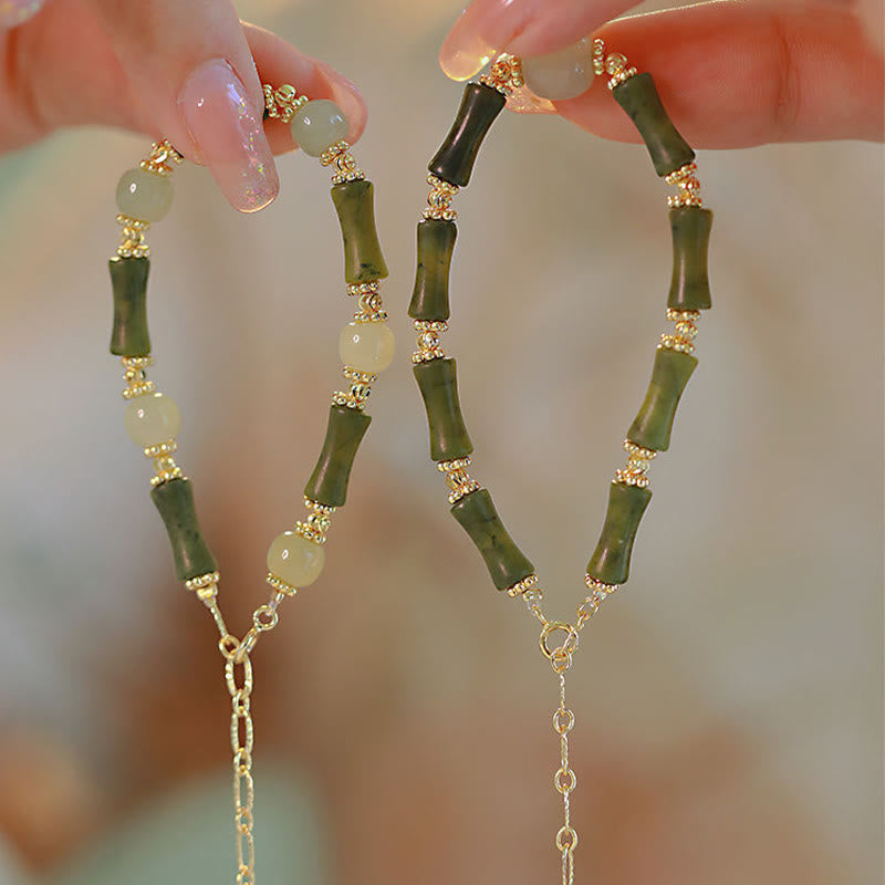 Glass Bead Bamboo Luck Strength Spiritual Bracelet