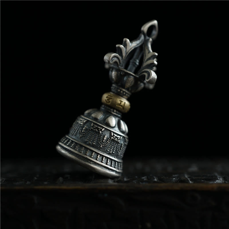 925 Sterling Silber Om Mani Padme Hum Dorje Glocke Anhänger | Spirituelle Kraft