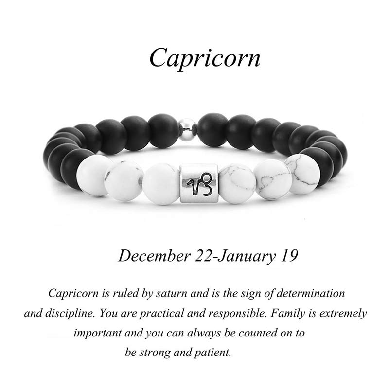 8mm White Turquoise Zodiac Bracelet for Protection & Fortune