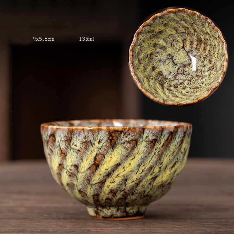 Peach Blossom Ceramic Teacup Beautiful Floral Tea Cup