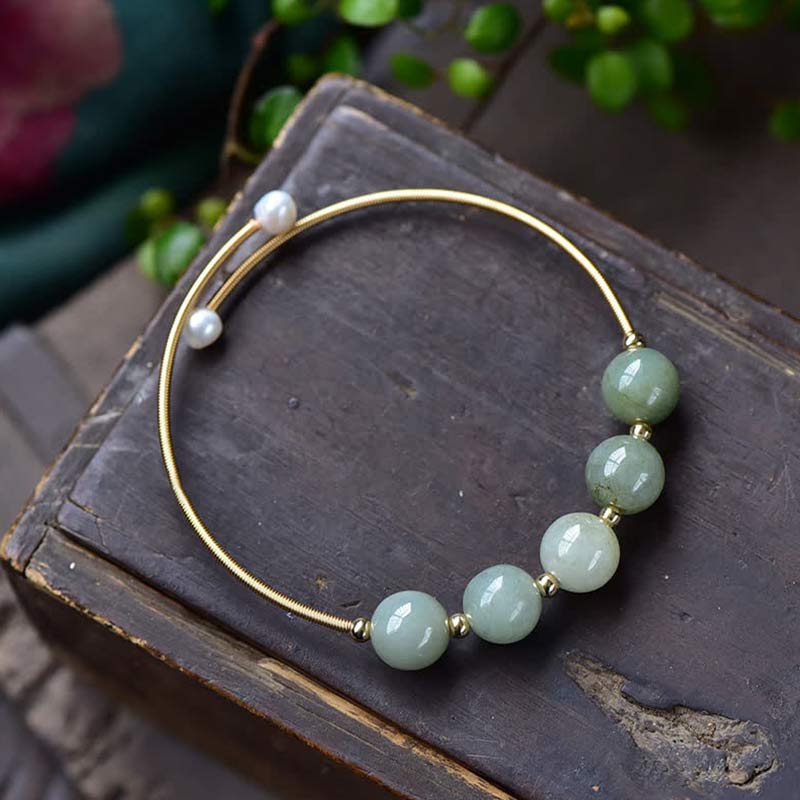 Adjustable Jade Abundance Luck Bracelet for Prosperity