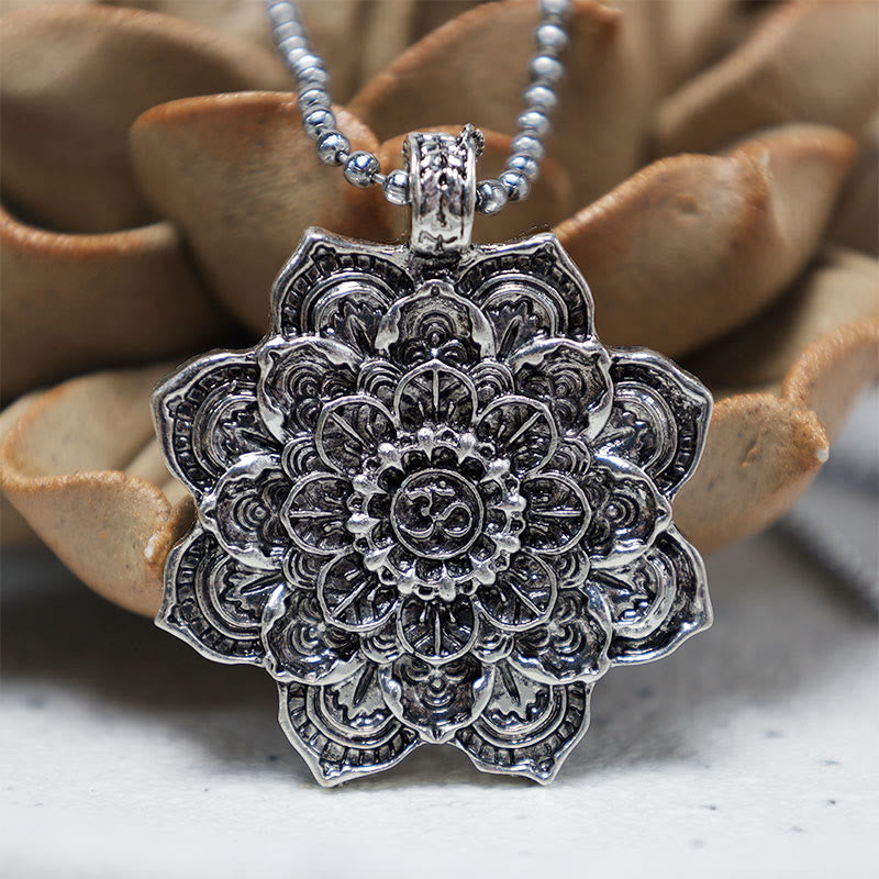 Lotus Pendant Necklace with Blessing Symbol | Healing Sounds