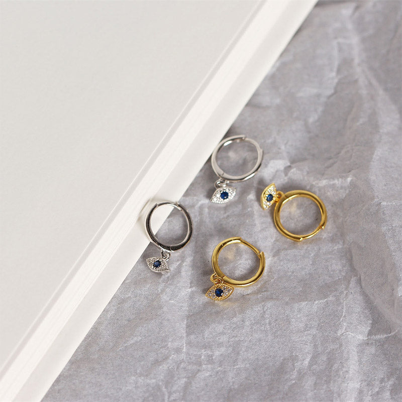 925 Sterling Silver Evil Eye Protection Stud Earrings
