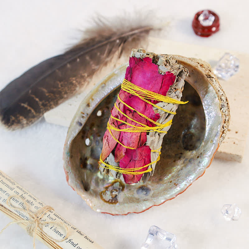 Colorful Daisy & Red Rose Smudge Stick Set for Home Cleansing