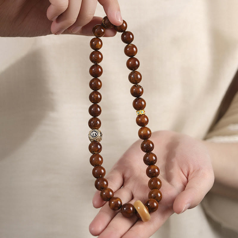 Double Wrap Purple Gold Rat Wealth Bodhi Seed Spiritual Bracelet