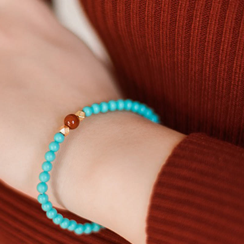 Turquoise Red Agate Beaded Protection Bracelet 4mm