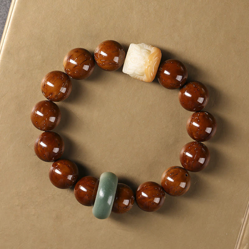 Purple Bodhi Seed Dancing Lion Spiritual Bracelet 15-17cm