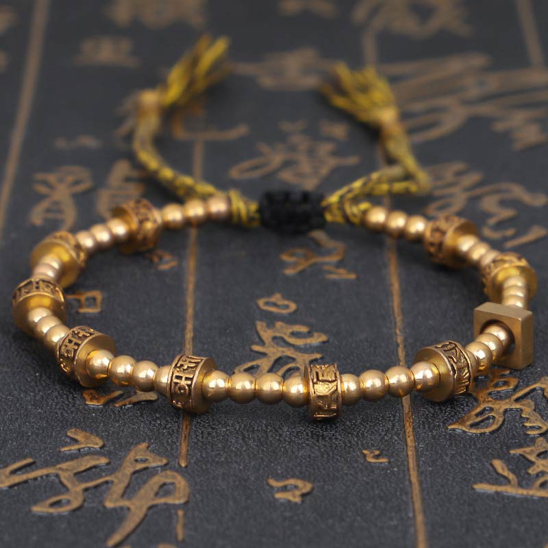 Om Mani Padme Hum Gold Mantra Bracelet for Protection