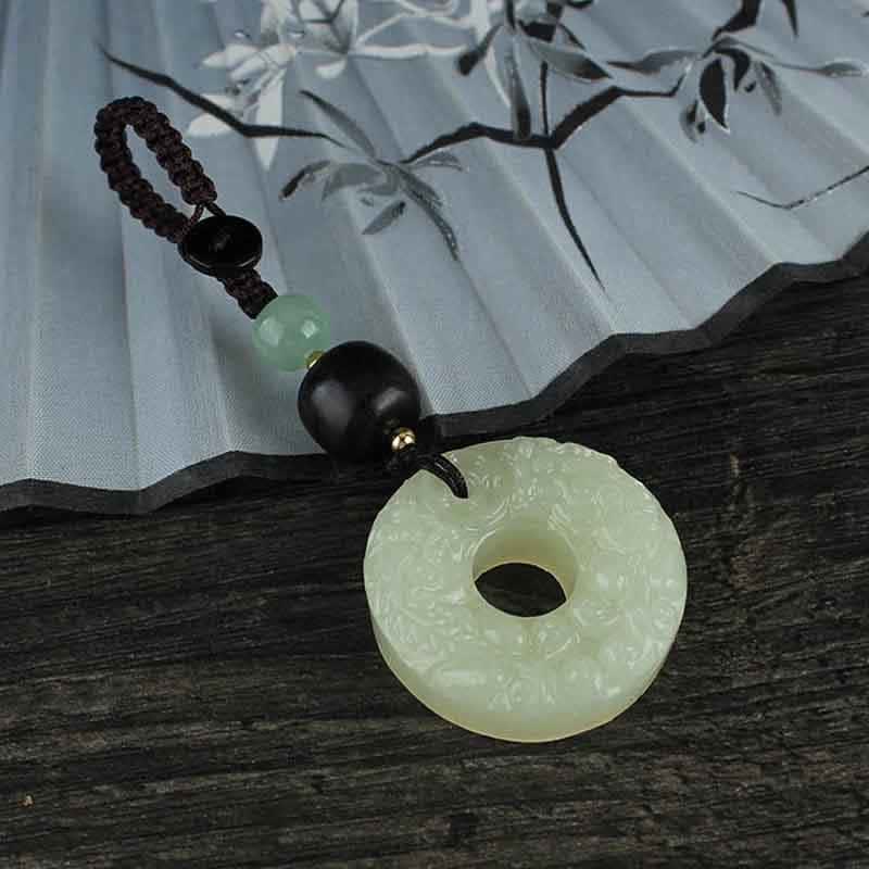 Pixiu Jade Peace Buckle Key Chain for Wealth & Abundance
