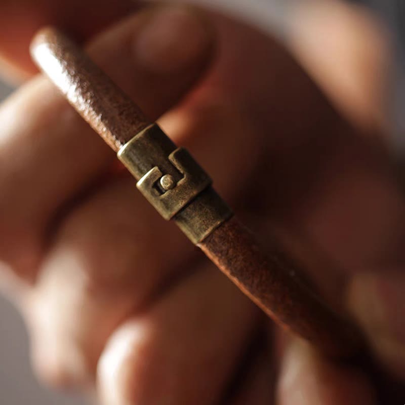 Retro Copper Leather Spiritual Bracelet for Luck & Healing
