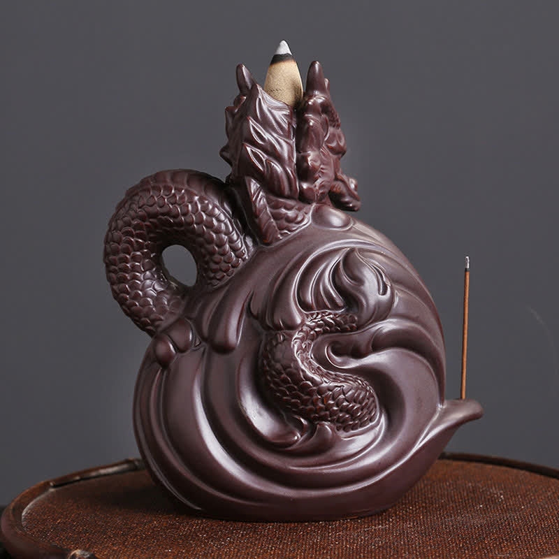 Dragon Pattern Ceramic Incense Burner for Success & Protection