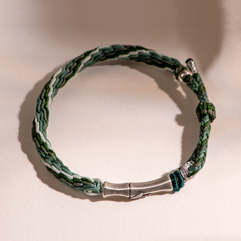 Red String Bracelet in 925 Sterling Silver with Bamboo Knot