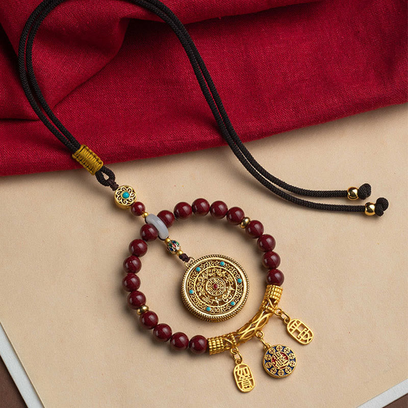 Natural Cinnabar Ruyi Car Hanging Decoration for Peace
