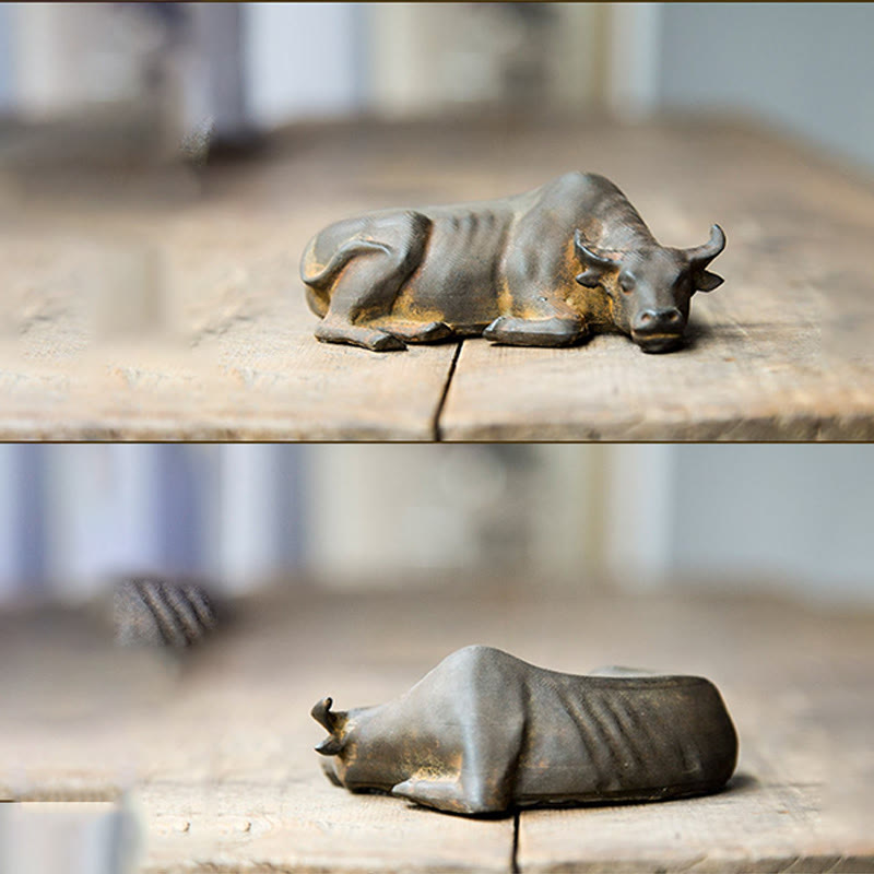 4 Zoll Wasserbüffel Statue Eisenpulver Harz | Feng Shui Dekor
