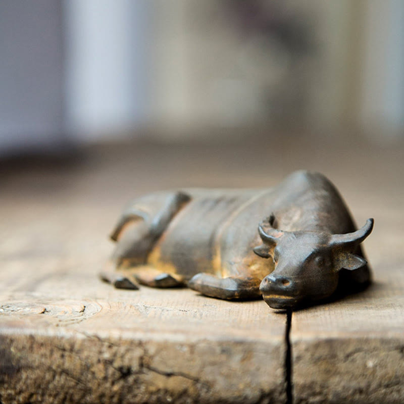 4 Zoll Wasserbüffel Statue Eisenpulver Harz | Feng Shui Dekor