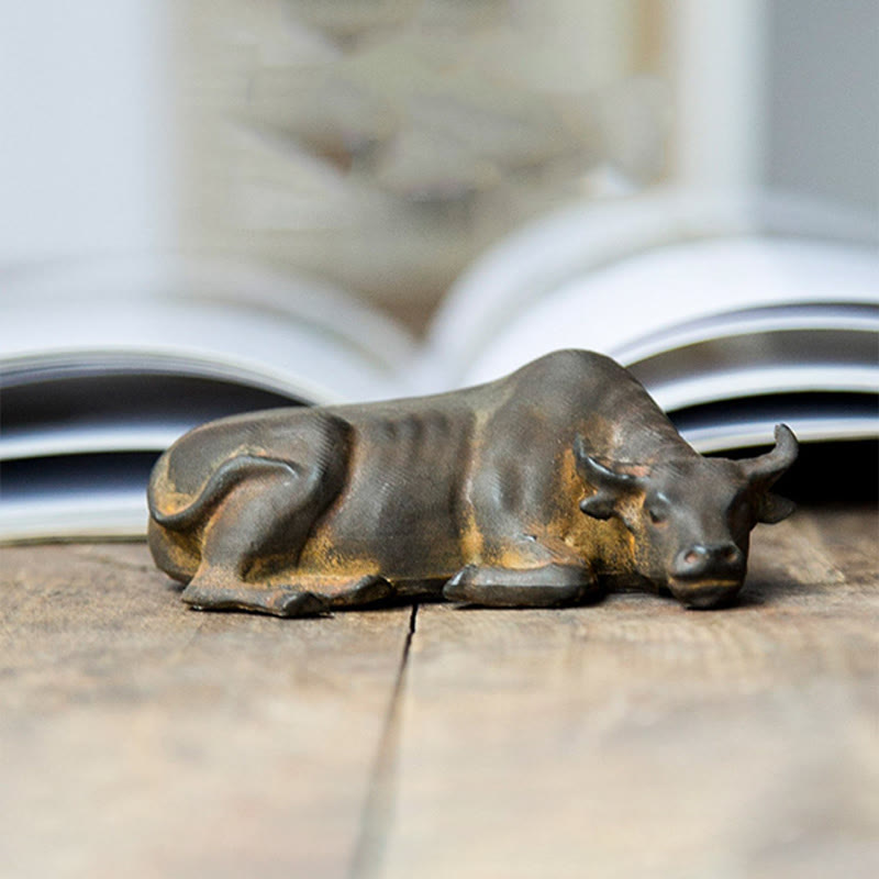4 Zoll Wasserbüffel Statue Eisenpulver Harz | Feng Shui Dekor