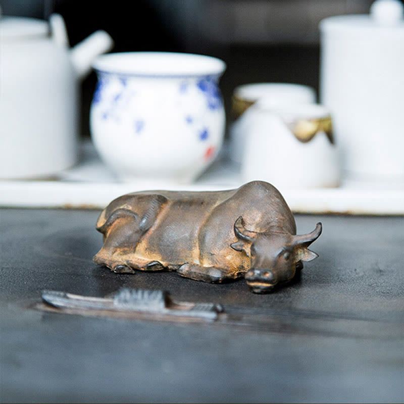 4 Zoll Wasserbüffel Statue Eisenpulver Harz | Feng Shui Dekor