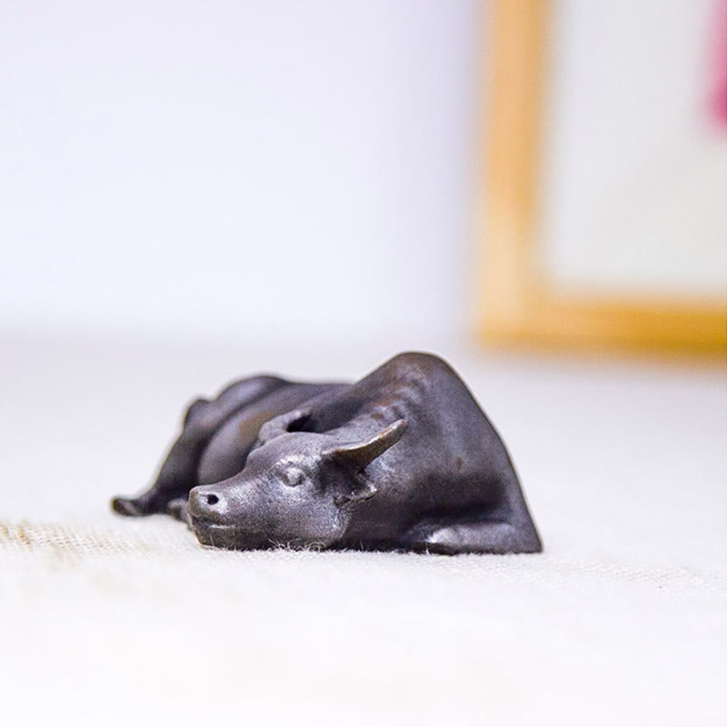 4 Zoll Wasserbüffel Statue Eisenpulver Harz | Feng Shui Dekor