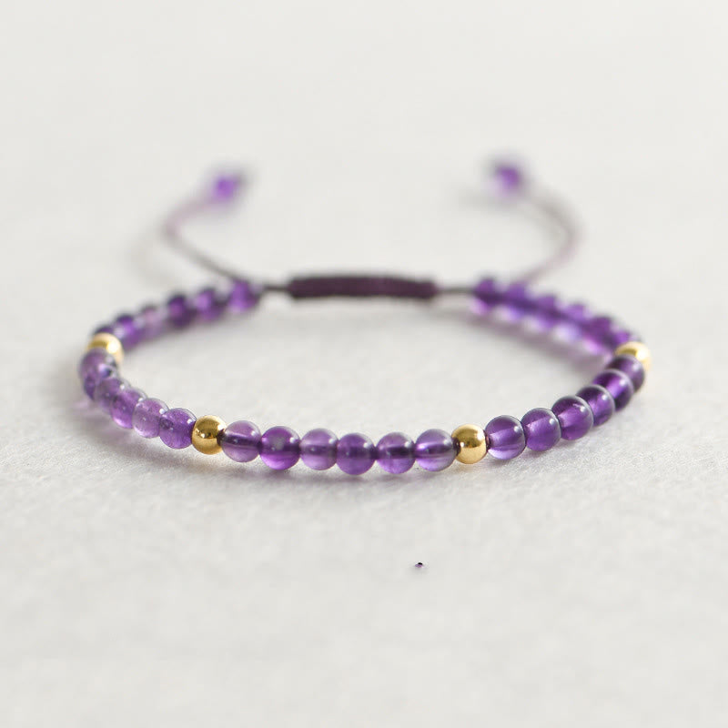 4 mm Amethyst &amp; vergoldetes Stressabbau-Armband