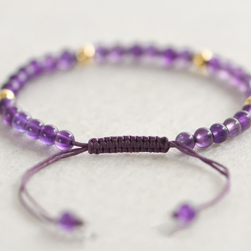 4 mm Amethyst &amp; vergoldetes Stressabbau-Armband