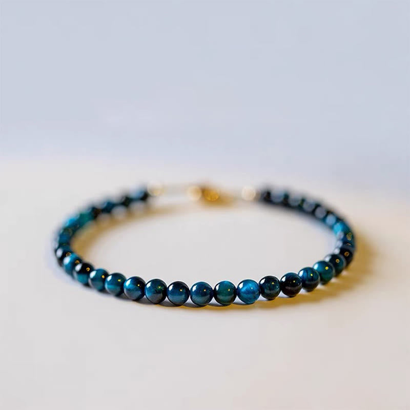 4 mm blaues Tigerauge-Schutzkettenarmband