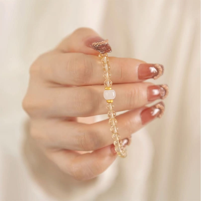 4 mm Citrin-Jade-Wohlstandsarmband für Fülle und Harmonie