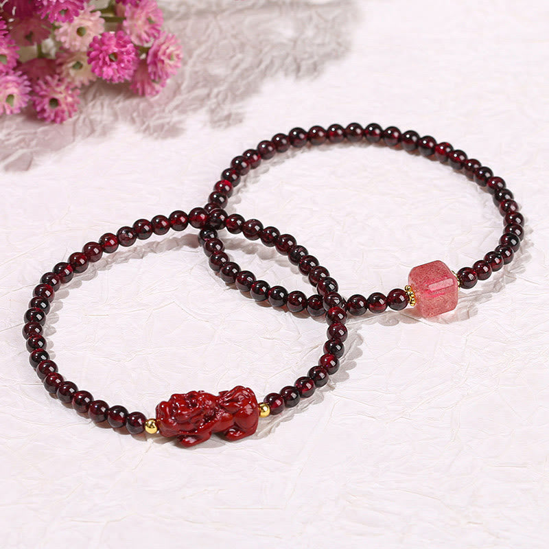4 mm Granat-Zinnober-PiXiu-Schutzarmband