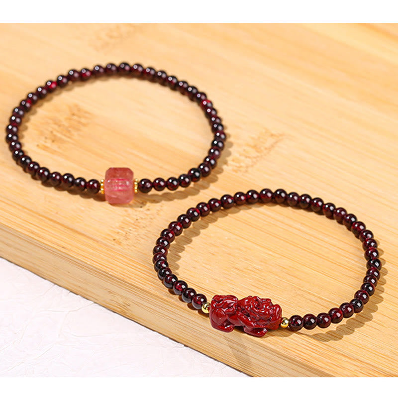 4 mm Granat-Zinnober-PiXiu-Schutzarmband