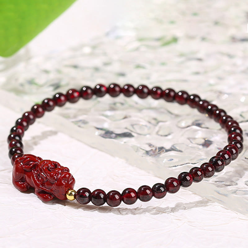 4 mm Granat-Zinnober-PiXiu-Schutzarmband
