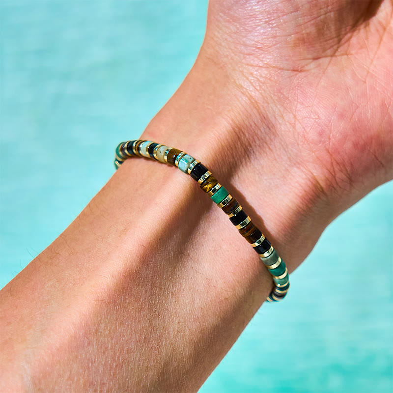 4 mm Hämatit Tigerauge Stützarmband Unisex