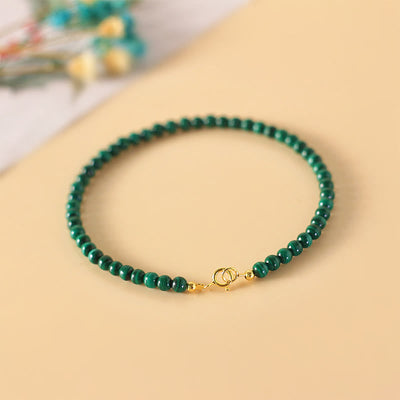 4 mm Malachit 14 Karat Gold Anti-Angst-Armband
