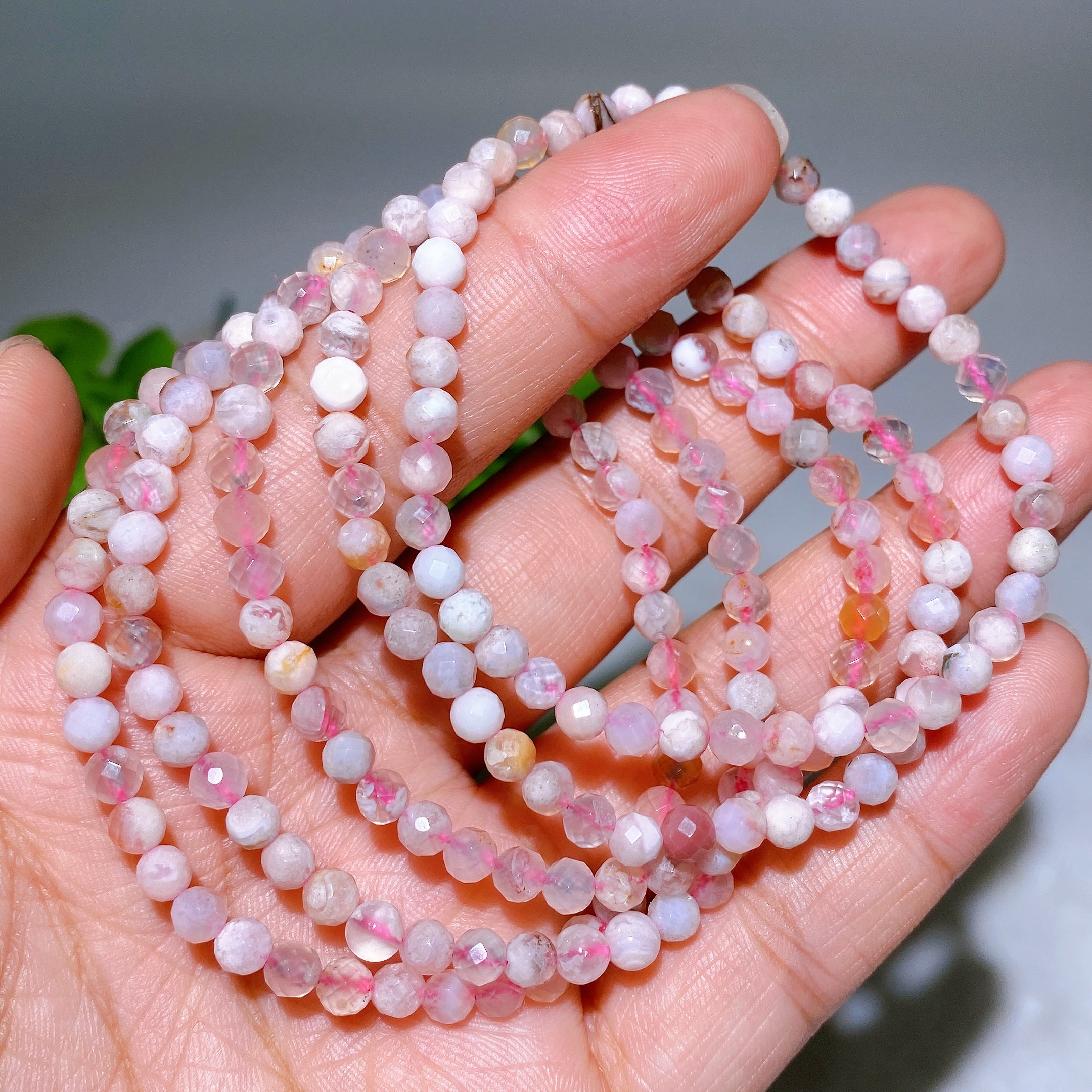 4mm Rose Quartz Faceted Crystal Healing Bracelet