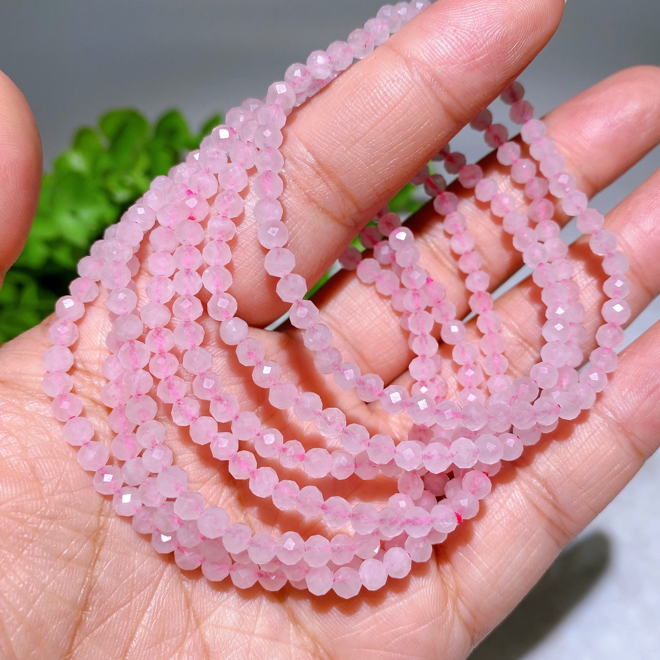 4mm Rose Quartz Faceted Crystal Healing Bracelet