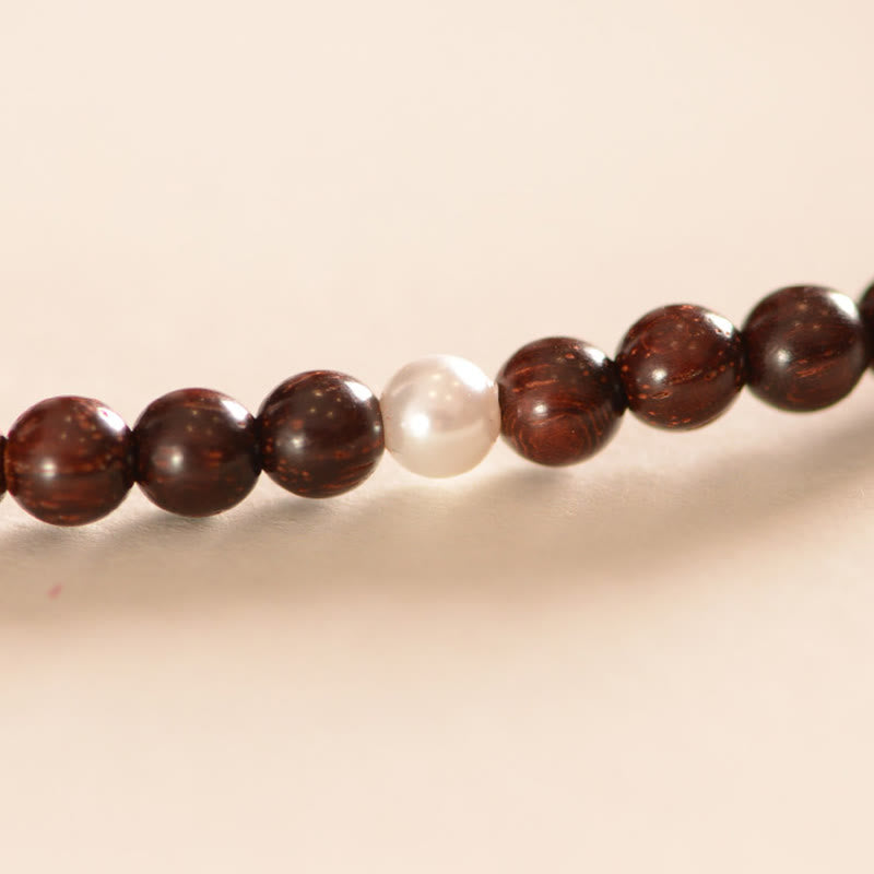 4 mm kleines Blattarmband aus rotem Sandelholz für spirituellen Schutz