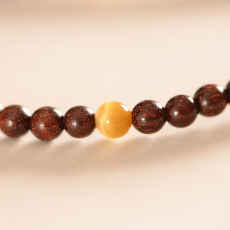 4 mm kleines Blattarmband aus rotem Sandelholz für spirituellen Schutz