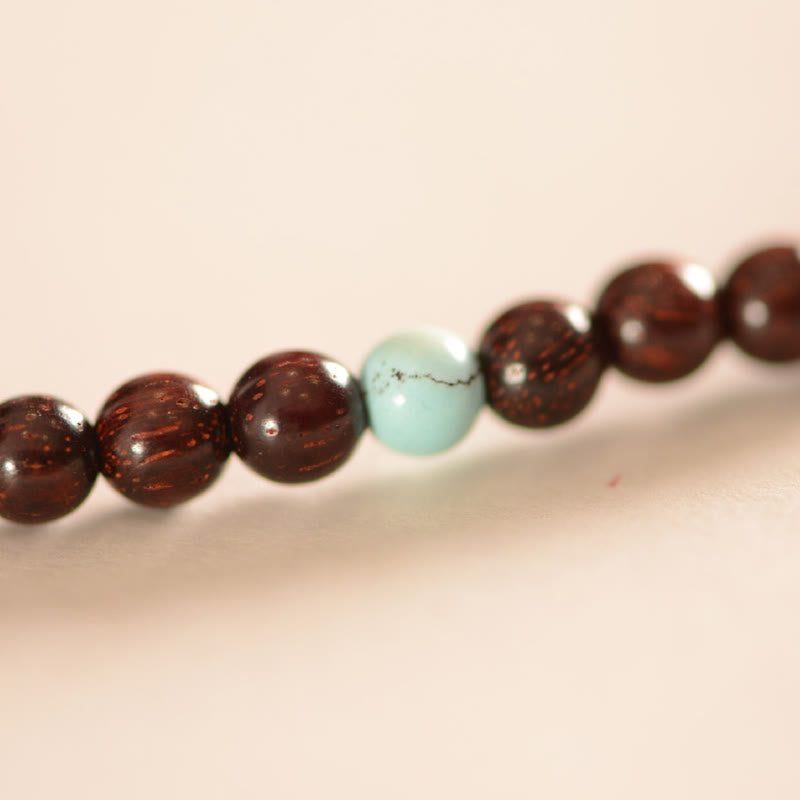 4 mm kleines Blattarmband aus rotem Sandelholz für spirituellen Schutz