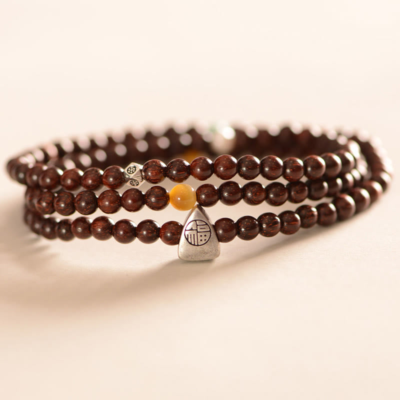 4 mm kleines Blattarmband aus rotem Sandelholz für spirituellen Schutz
