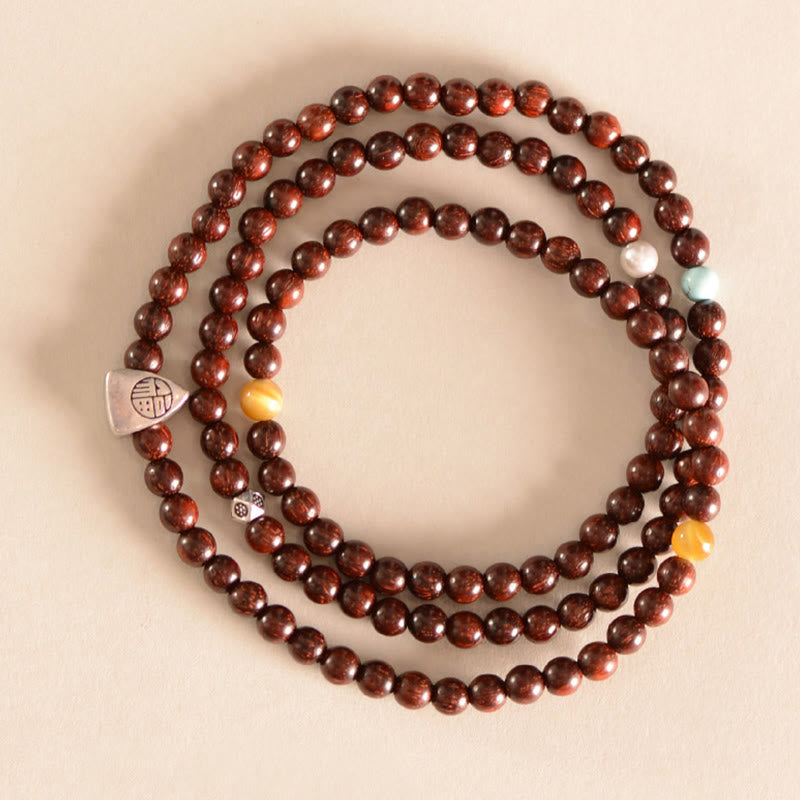 4 mm kleines Blattarmband aus rotem Sandelholz für spirituellen Schutz
