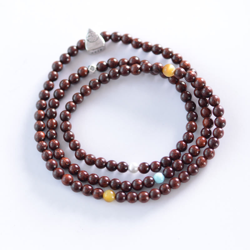 4 mm kleines Blattarmband aus rotem Sandelholz für spirituellen Schutz
