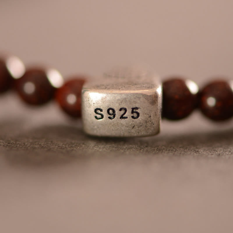 4 mm kleines Blattarmband aus rotem Sandelholz für spirituellen Schutz