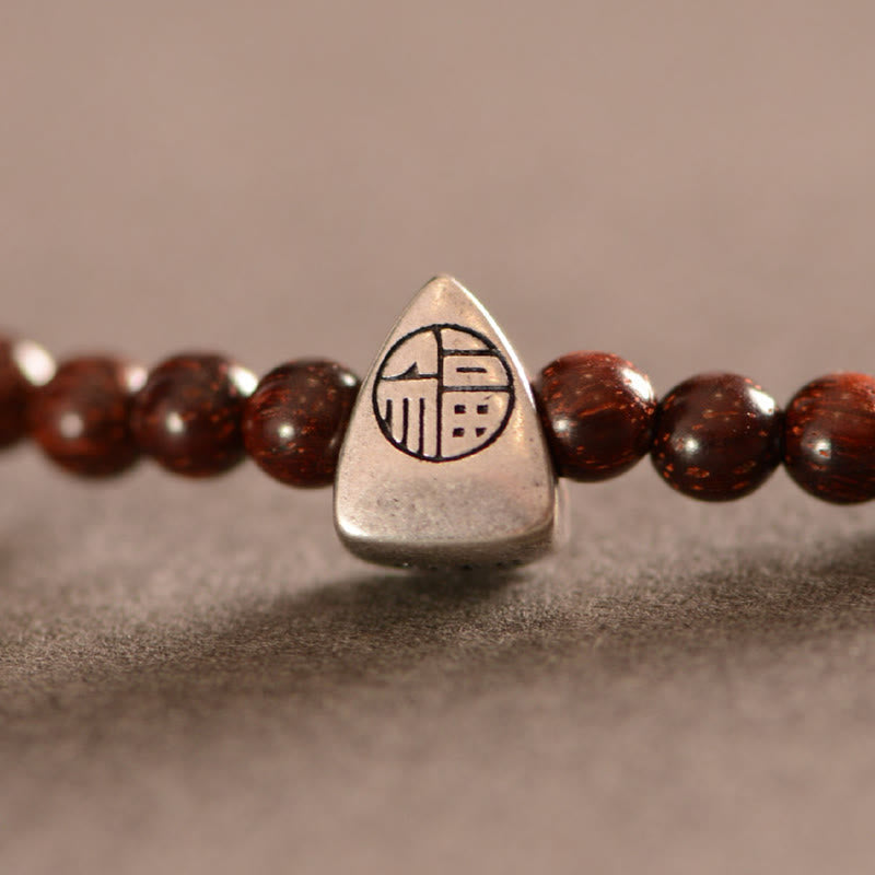 4 mm kleines Blattarmband aus rotem Sandelholz für spirituellen Schutz