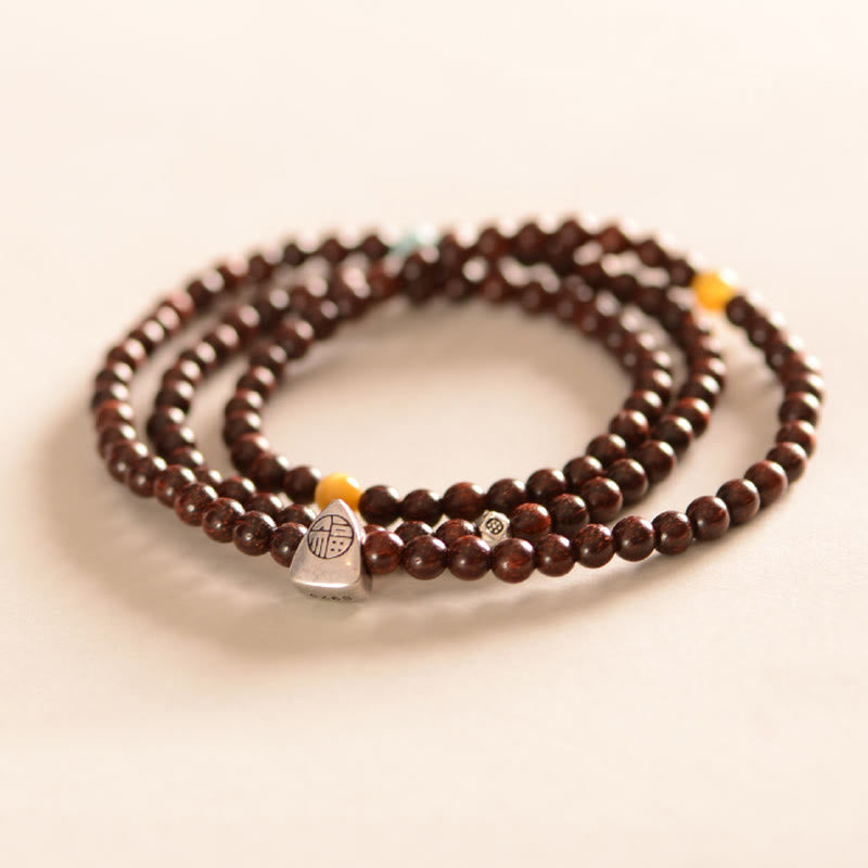 4 mm kleines Blattarmband aus rotem Sandelholz für spirituellen Schutz