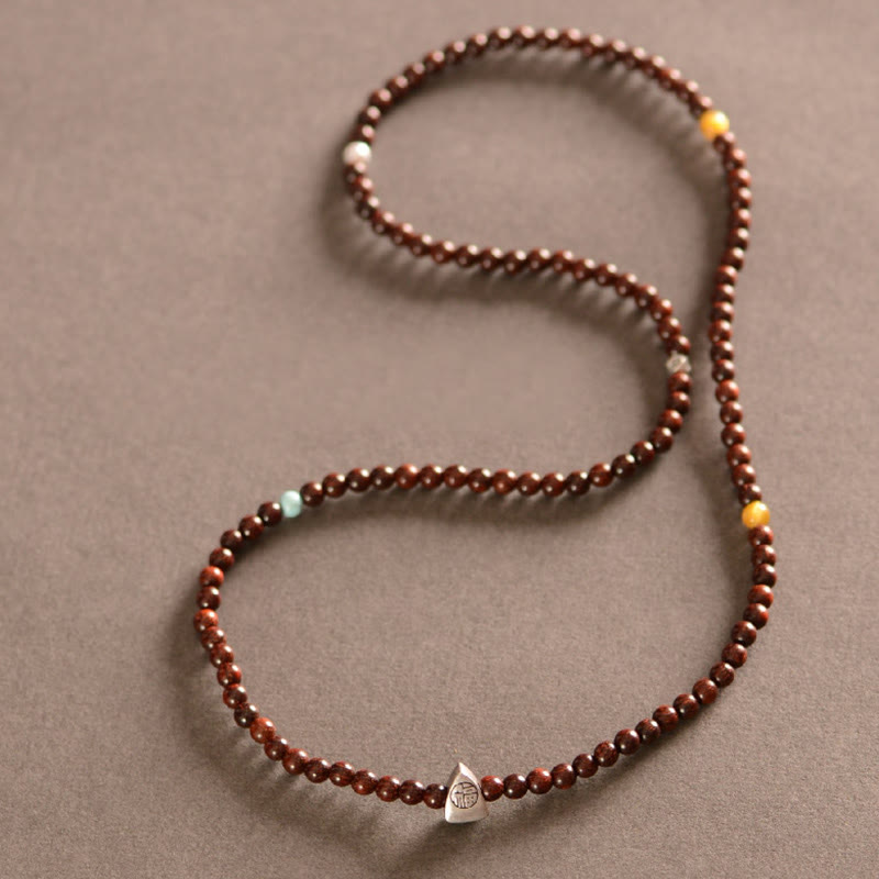 4 mm kleines Blattarmband aus rotem Sandelholz für spirituellen Schutz