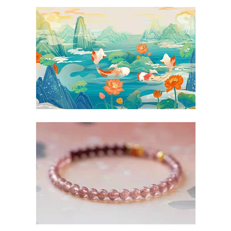4 mm Erdbeerquarz-Glücks-Koi-Fisch-Heilarmband