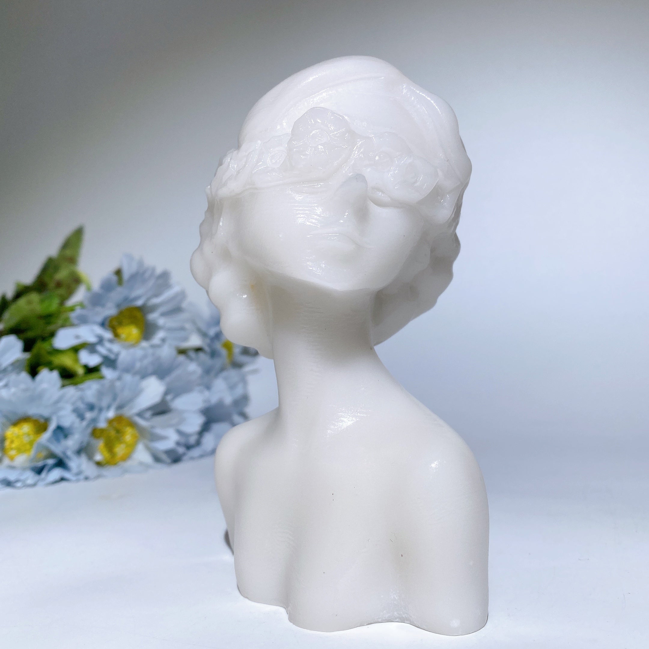 5,1-5,3 Zoll Orange Calcit Jade Lady Büste Kristall Figur
