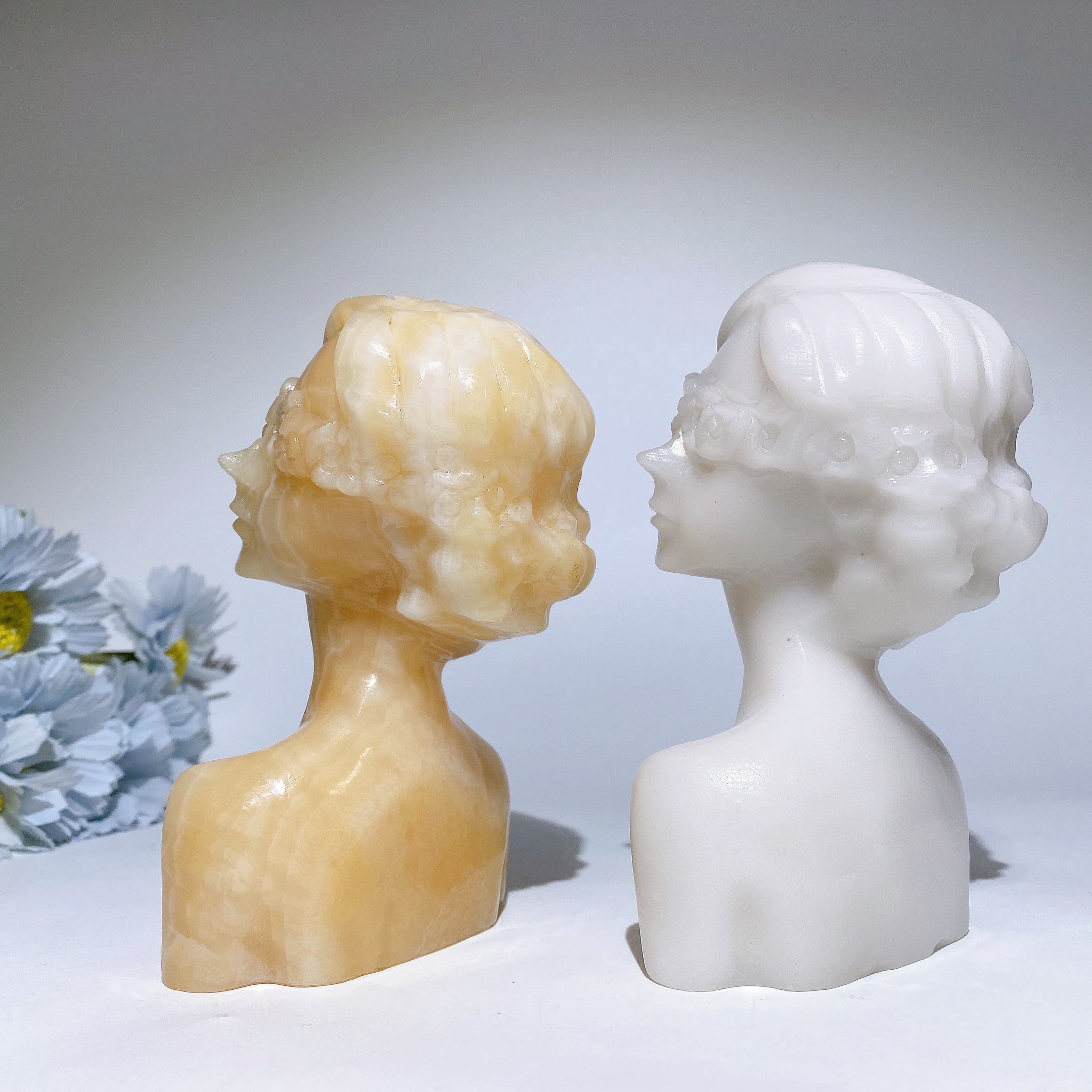 5,1-5,3 Zoll Orange Calcit Jade Lady Büste Kristall Figur