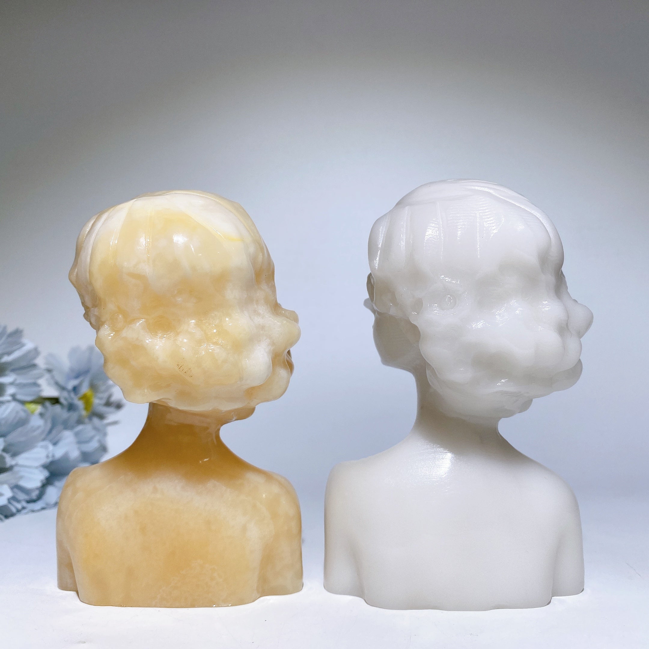 5,1-5,3 Zoll Orange Calcit Jade Lady Büste Kristall Figur